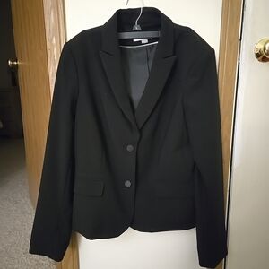 Calvin Klein Classic Black Business Style Blazer Jacket Size 12 Long Sleeve EX!